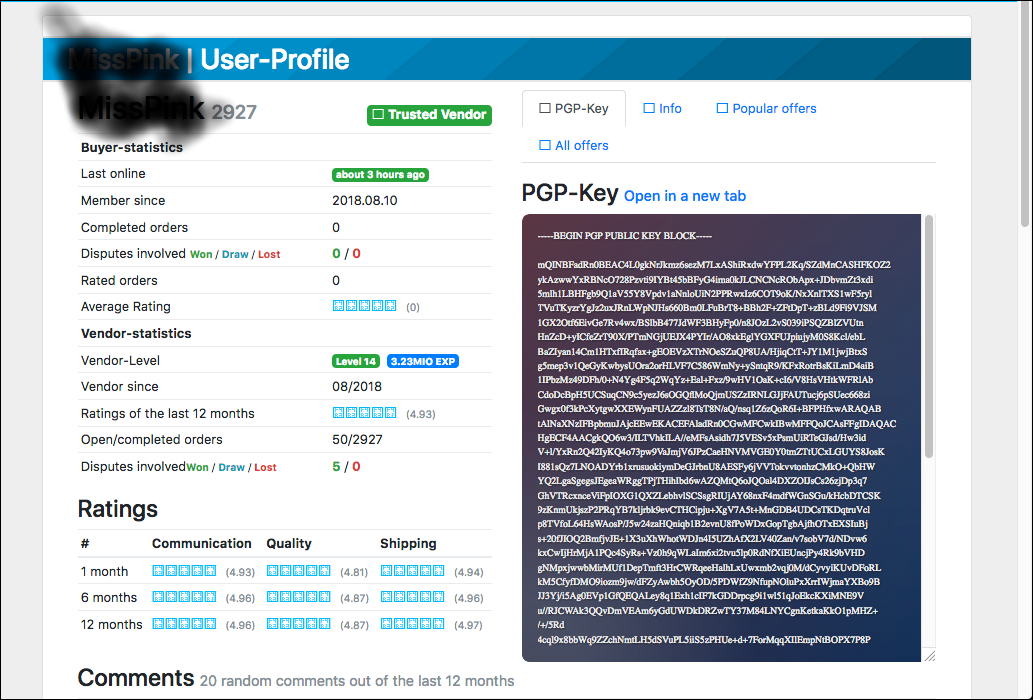 User key as part of user profile